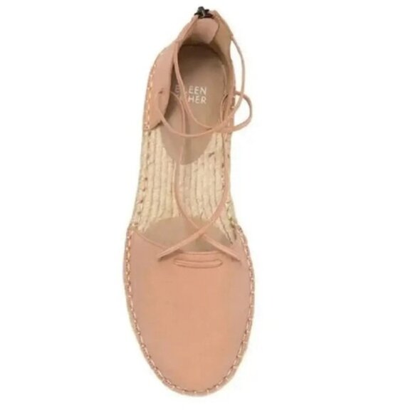 Eileen Fisher Nude Blush Leather Flat Lace Espadrille Sandals - 5 - Picture 3 of 15